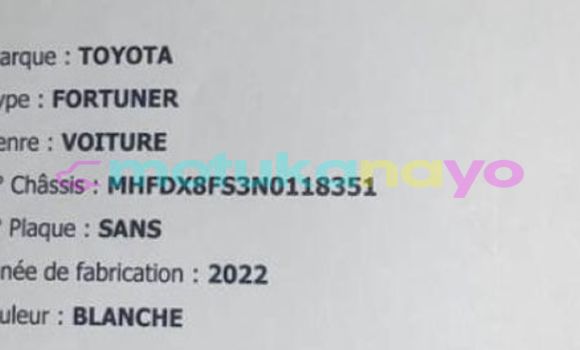 Buy Used Toyota Fortuner White Car in Kinshasa in Kinshasa Buy Used Toyota Fortuner White Car in Kinshasa in Kinshasa